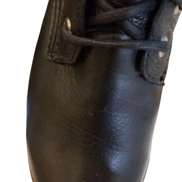 Frye Womens Veronica Black Lace Up Leather Combat Boots Size 7B Grunge Punk Moto