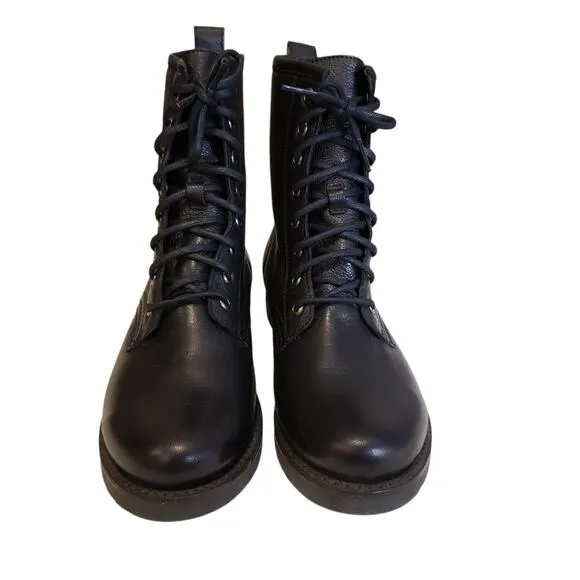 Frye Womens Veronica Black Lace Up Leather Combat Boots Size 7B Grunge Punk Moto