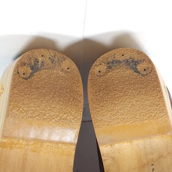 Frye Women's Vintage US9D Brown Cognac Leather Slip-On Clogs Shoes USA