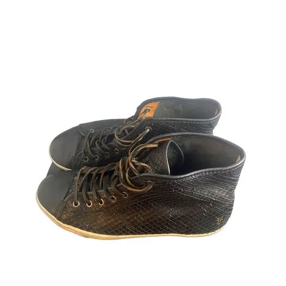 Frye Men Black leather Snakeskin High top Sneakers Sz 10