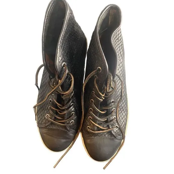 Frye Men Black leather Snakeskin High top Sneakers Sz 10