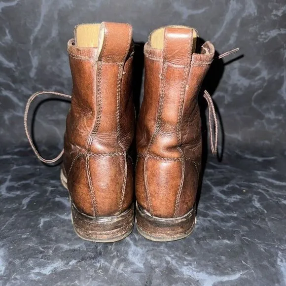 Frye Veronica Leather Combat Lace Up Boots Brown Leather Women’s Size 5.5B