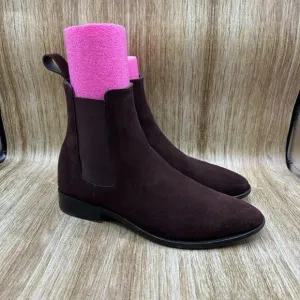 Fugashin Pour Story Et Fall Chelsea Boots Men's Size 9 EU‎ 42 Brown Suede Shoes