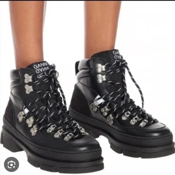 Ganni lace up boots