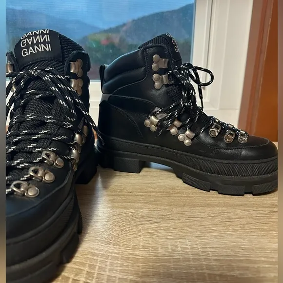 Ganni lace up boots