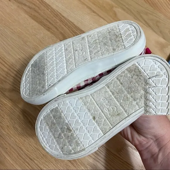 Gap Maroon Red Gingham Plaid Slip On Shoes Sz 10 Girls Kids Toddler