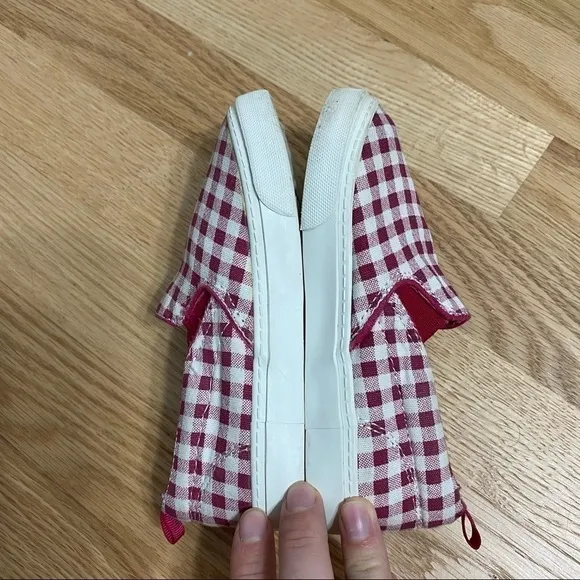 Gap Maroon Red Gingham Plaid Slip On Shoes Sz 10 Girls Kids Toddler