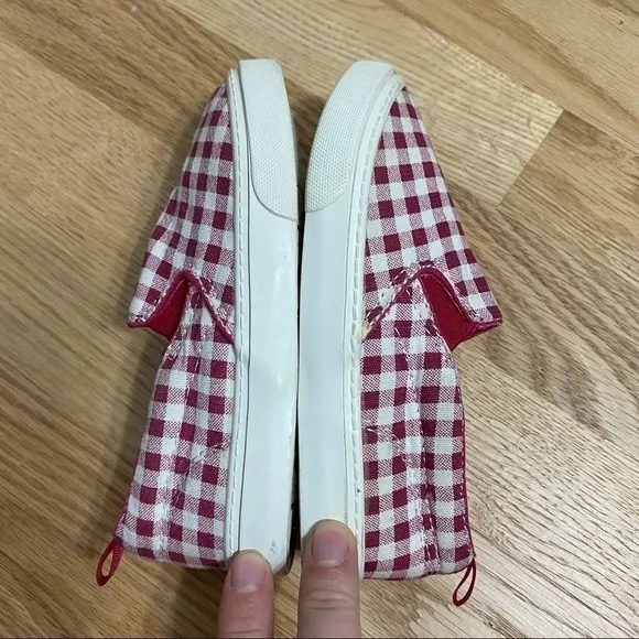 Gap Maroon Red Gingham Plaid Slip On Shoes Sz 10 Girls Kids Toddler