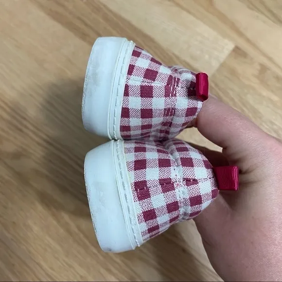 Gap Maroon Red Gingham Plaid Slip On Shoes Sz 10 Girls Kids Toddler