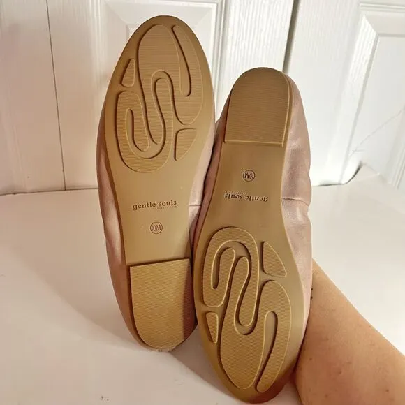 Gentle Soul Portia Rey Leather Ballet Ballerina Slip On Wrap Around Flat Shoes