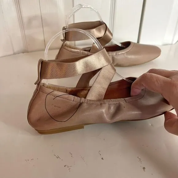 Gentle Soul Portia Rey Leather Ballet Ballerina Slip On Wrap Around Flat Shoes