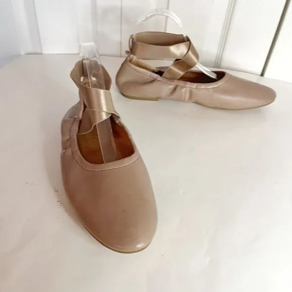 Gentle Soul Portia Rey Leather Ballet Ballerina Slip On Wrap Around Flat Shoes