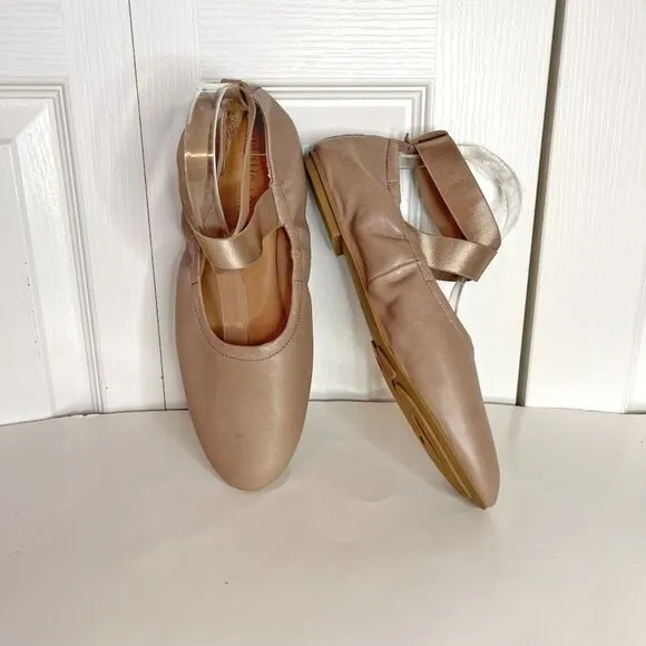 Gentle Soul Portia Rey Leather Ballet Ballerina Slip On Wrap Around Flat Shoes