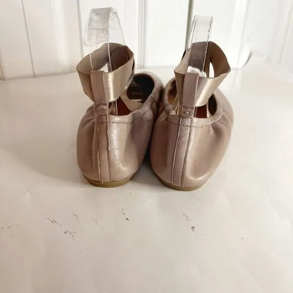 Gentle Soul Portia Rey Leather Ballet Ballerina Slip On Wrap Around Flat Shoes