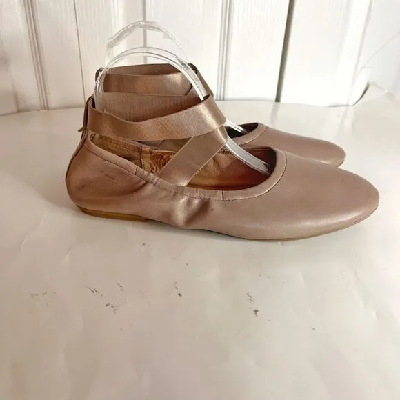 Gentle Soul Portia Rey Leather Ballet Ballerina Slip On Wrap Around Flat Shoes