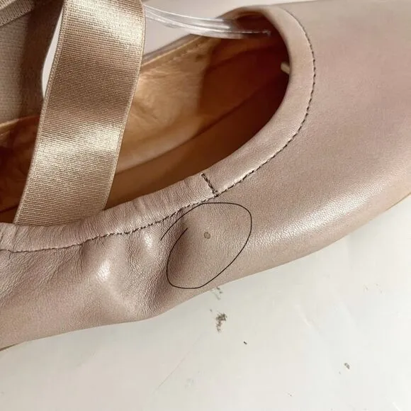 Gentle Soul Portia Rey Leather Ballet Ballerina Slip On Wrap Around Flat Shoes