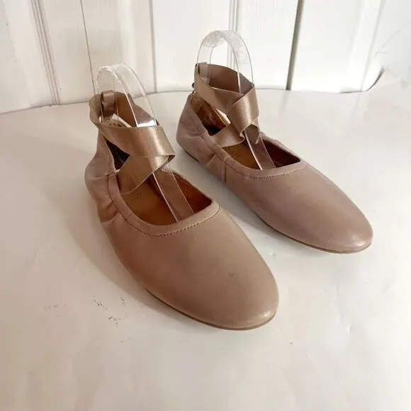 Gentle Soul Portia Rey Leather Ballet Ballerina Slip On Wrap Around Flat Shoes