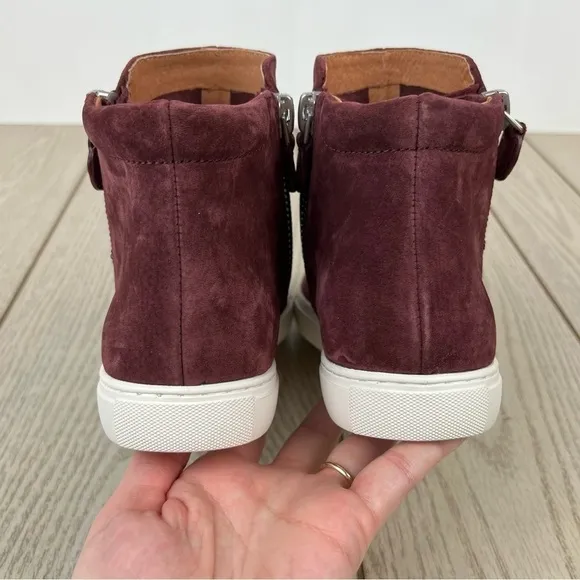 Gentle Souls Carter Suede High Top Zipper Sneakers US8.5 Plumberry Leather $159
