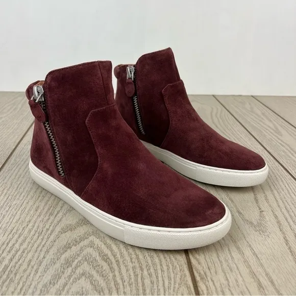 Gentle Souls Carter Suede High Top Zipper Sneakers US8.5 Plumberry Leather $159