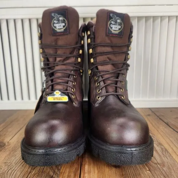Georgia Boot G107 8&quot; Homeland Mens Sz 8 M Brown Waterproof Steel Toe Work Boots