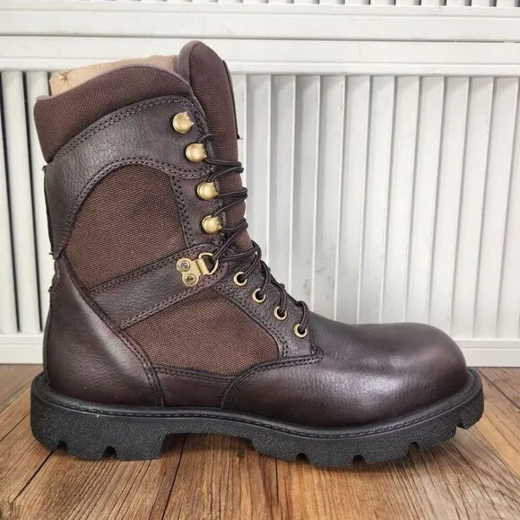 Georgia Boot G107 8&quot; Homeland Mens Sz 8 M Brown Waterproof Steel Toe Work Boots