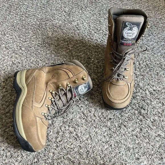 Georgia Boots Brown Leather Sport &amp; Trail Thinsulate Ultra 400 Hiking Men 8.5 W