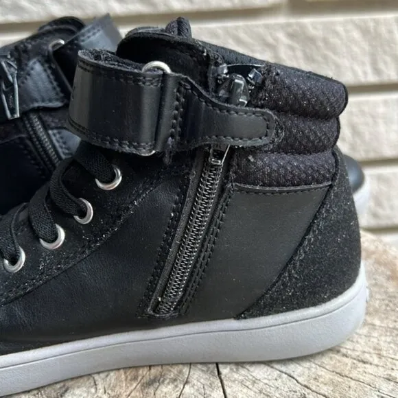 GEOX Kathe Black High Top Leather Sneakers Sz3.5