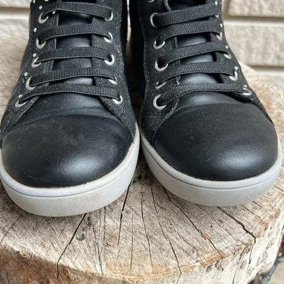 GEOX Kathe Black High Top Leather Sneakers Sz3.5