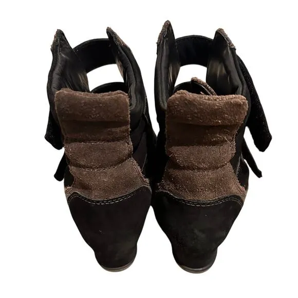 Geox Respira High Top Wedge Sneakers Booties, Black Brown, size 10 (40)