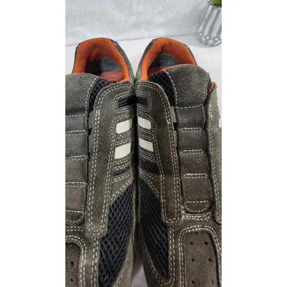 GEOX Respira Mens Snake Gray Low Top Sneakers Lace Up Shoes Suede Mesh Size 8