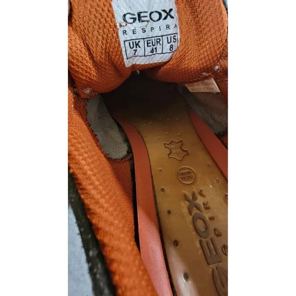 GEOX Respira Mens Snake Gray Low Top Sneakers Lace Up Shoes Suede Mesh Size 8
