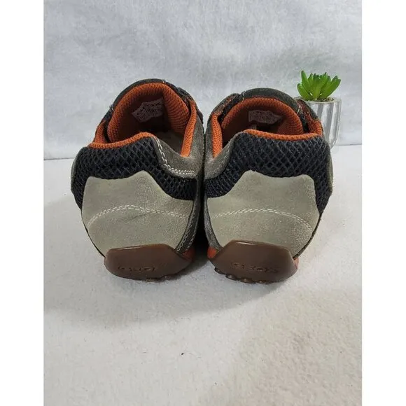 GEOX Respira Mens Snake Gray Low Top Sneakers Lace Up Shoes Suede Mesh Size 8