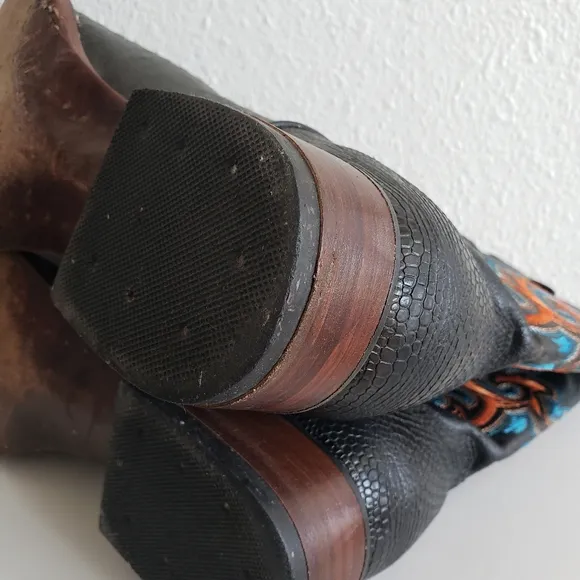 Gepanga Western Mens Cowboy Squear Toe  Boots Lizard Vamp USA 9 Made In Mexico.