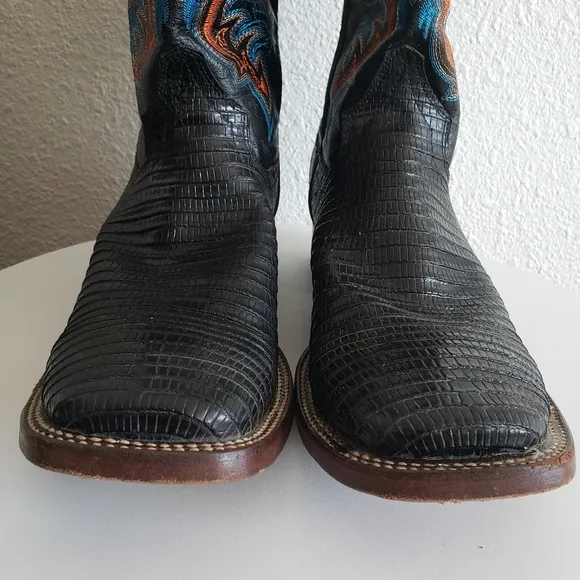 Gepanga Western Mens Cowboy Squear Toe  Boots Lizard Vamp USA 9 Made In Mexico.
