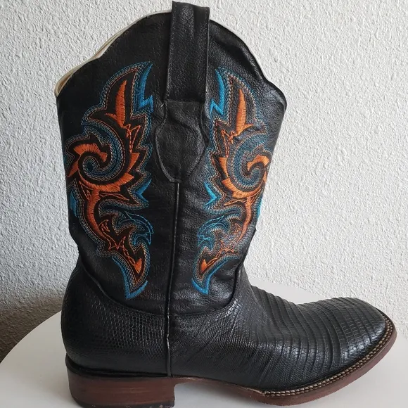 Gepanga Western Mens Cowboy Squear Toe  Boots Lizard Vamp USA 9 Made In Mexico.