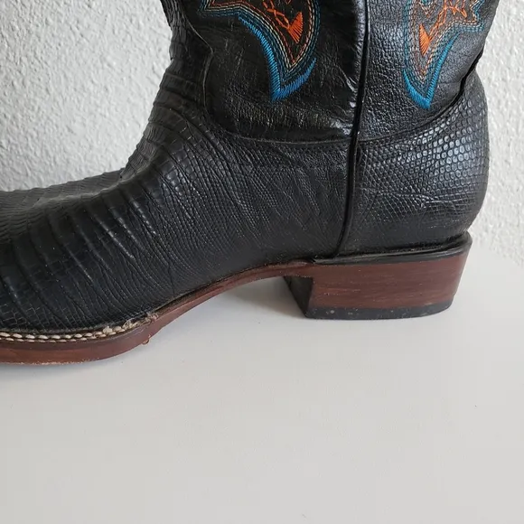 Gepanga Western Mens Cowboy Squear Toe  Boots Lizard Vamp USA 9 Made In Mexico.