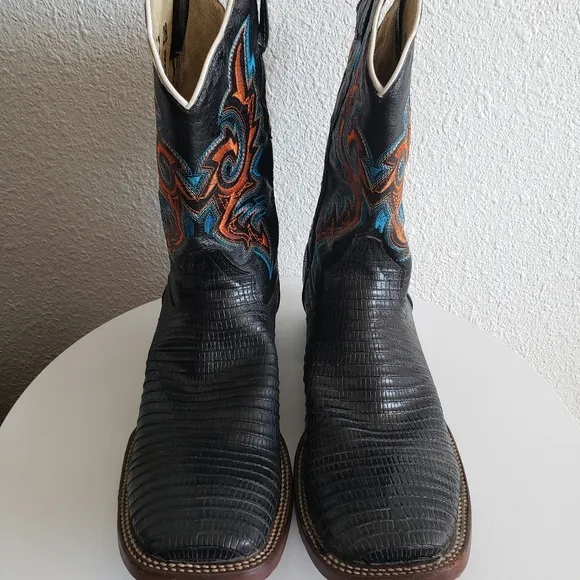 Gepanga Western Mens Cowboy Squear Toe  Boots Lizard Vamp USA 9 Made In Mexico.