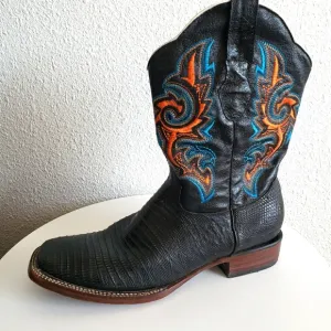 Gepanga Western Mens Cowboy Squear Toe  Boots Lizard Vamp USA 9 Made In Mexico.