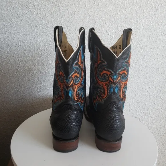 Gepanga Western Mens Cowboy Squear Toe  Boots Lizard Vamp USA 9 Made In Mexico.