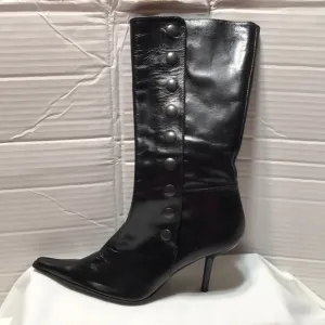 Giannagi leather boots with double opening: buttons &amp; zipper. Made in Italy.EUC