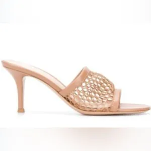 Gianvito Rossi heels Jamaica Mesh mule Sandal Beige fishnet shoes Alisia Slides