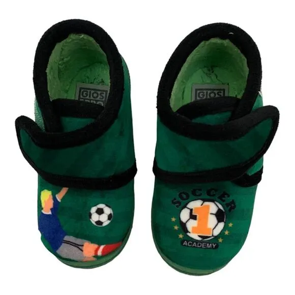 GIOSEPPO Soccer Velcro Straps Slippers in Green, Sz 22 New