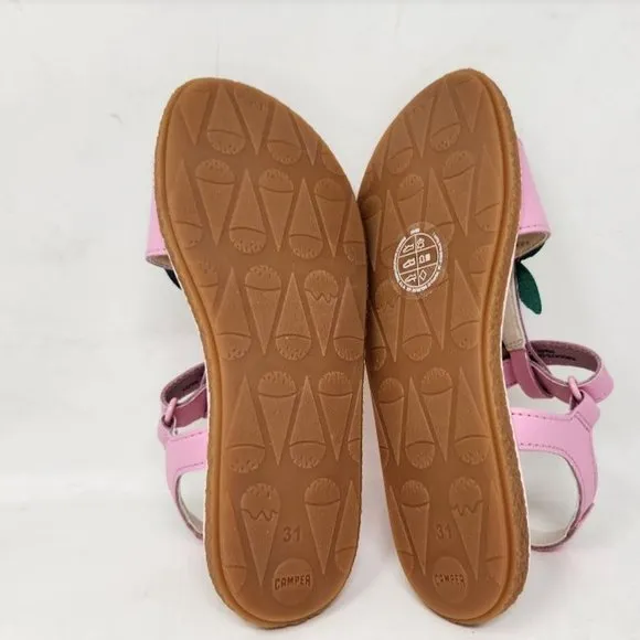 Girl's 13 / EU 31 Camper Twins pink leather sandals Hydro Bombon / Miko Sand
