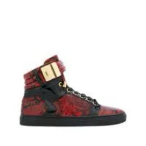 Giuliano Galiano Red and Black Python High-Top Sneakers with Gold Accents