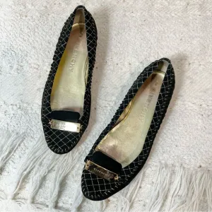 Givenchy Flats Black Suede/Gold Logo Slip On Dress Shoes 6