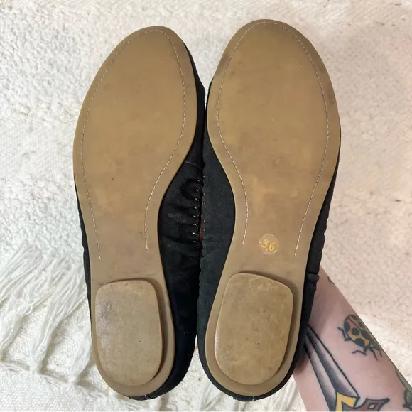 Givenchy Flats Black Suede/Gold Logo Slip On Dress Shoes 6
