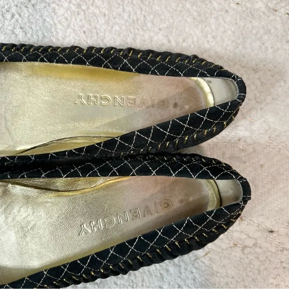 Givenchy Flats Black Suede/Gold Logo Slip On Dress Shoes 6