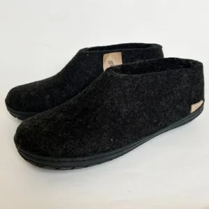 Glerups Wool Slippers Rubber Sole Slip On Dark Grey Charcoal Black House Shoes 8