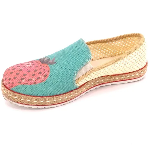 Goby Strawberry Print Espadrille Slip On Shoes Size 39 US 9