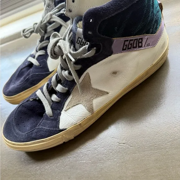 Golden Goose Blue and White High-Top Sneakers